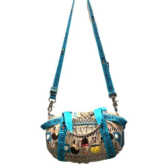 HARAJUKU LOVERS Gwen StefaniLARGE PURSE turquoise beige crossbody+ purse - Picture 3 of 15